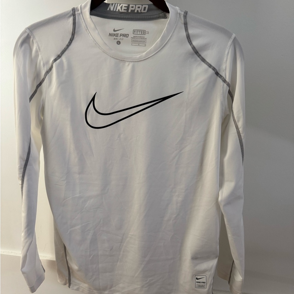 Nike White Long Sleeve Performance Tee